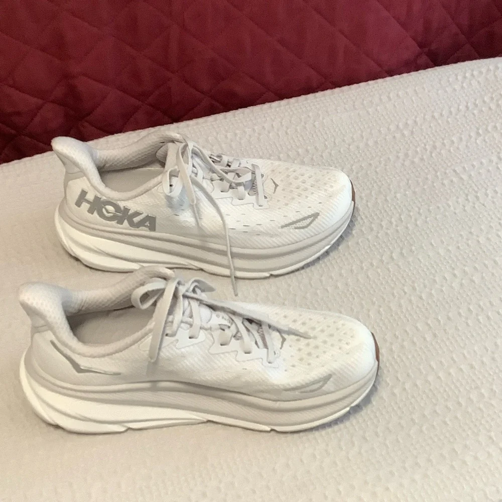 Hoka One One Clifton 9 Women's White Sneakers - Picture 3 of 7